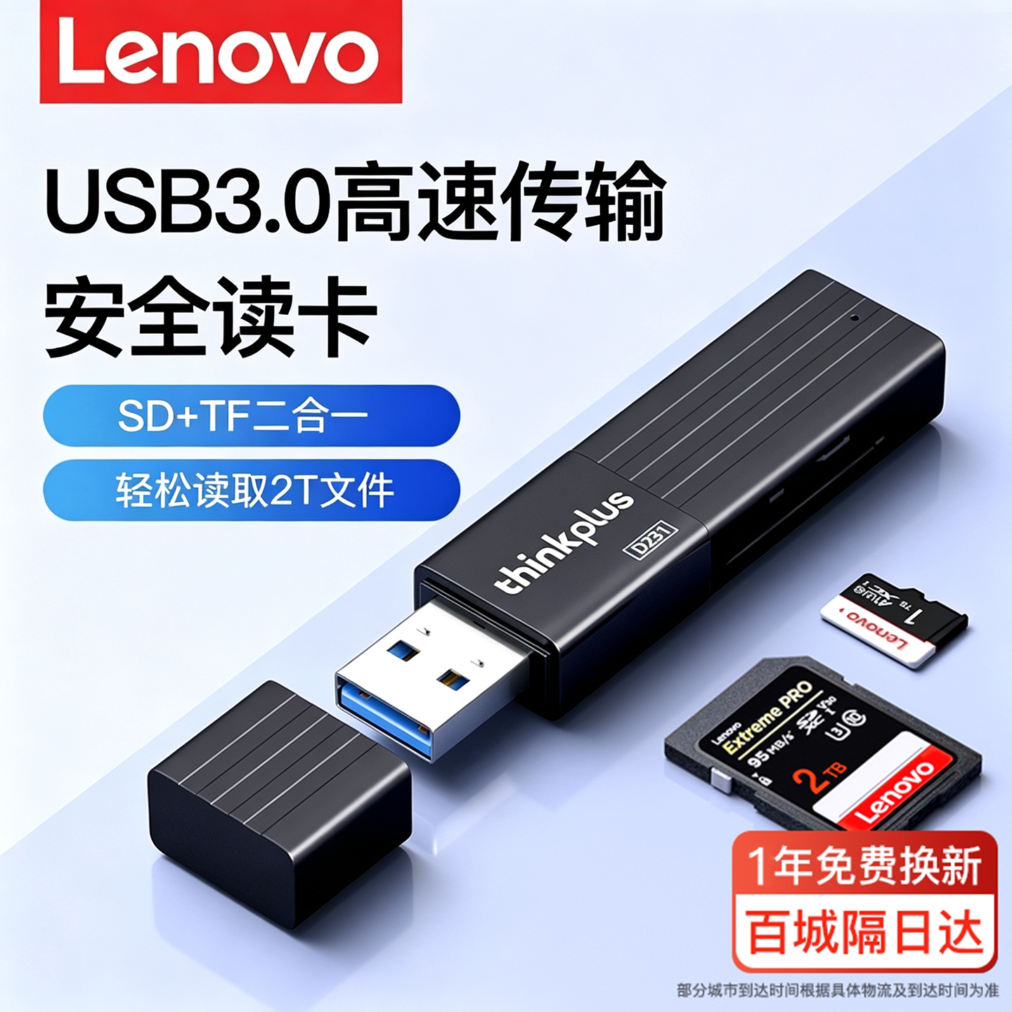 联想高速读卡器SD/TF多合一读取图片