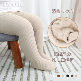 严选女童加厚拉绒裤袜秋冬保暖纯色连裤袜女宝宝A类棉质裤袜