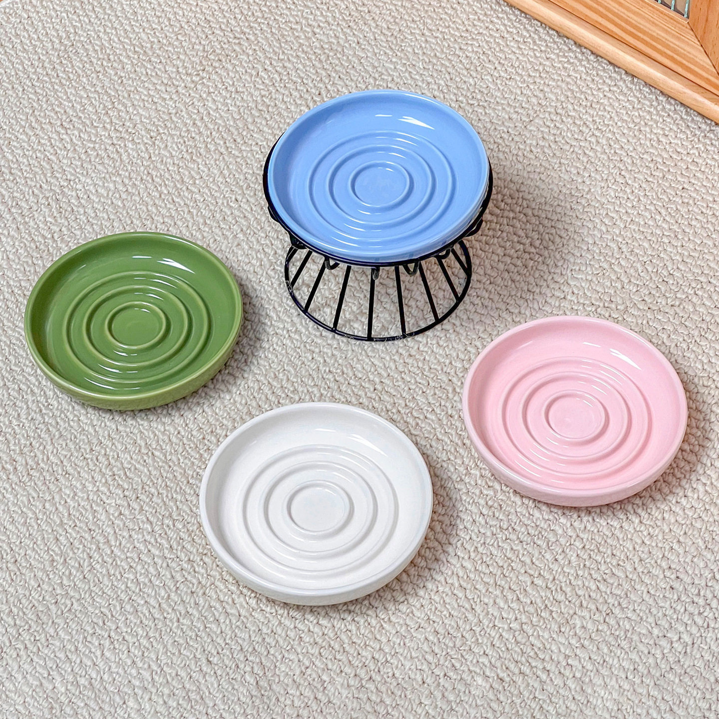 简约纯色圆圈慢食碗带密