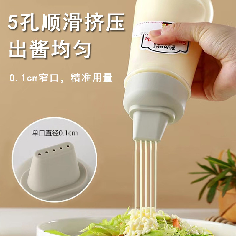 日本挤酱瓶食品级番茄沙拉酱料瓶进口多孔挤压式分装瓶厨房蜂蜜瓶