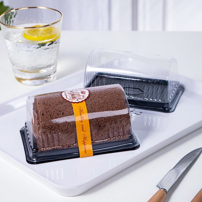 烘焙瑞士蛋糕卷包装盒长条虎皮卷毛巾卷切块打包盒半圆西点蛋糕盒