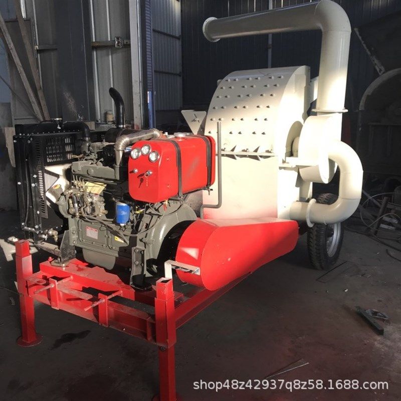 移动式果园树枝粉碎机 硬圆木竹子破碎机 木材厂下脚料粉碎机