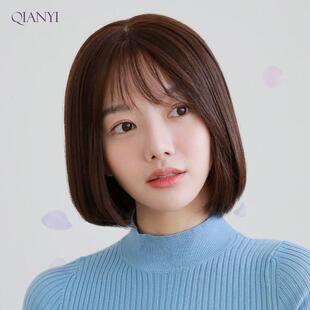 芊亿真发假发套女波波头时尚甜美可爱bobo全头套真发手织递针分缝