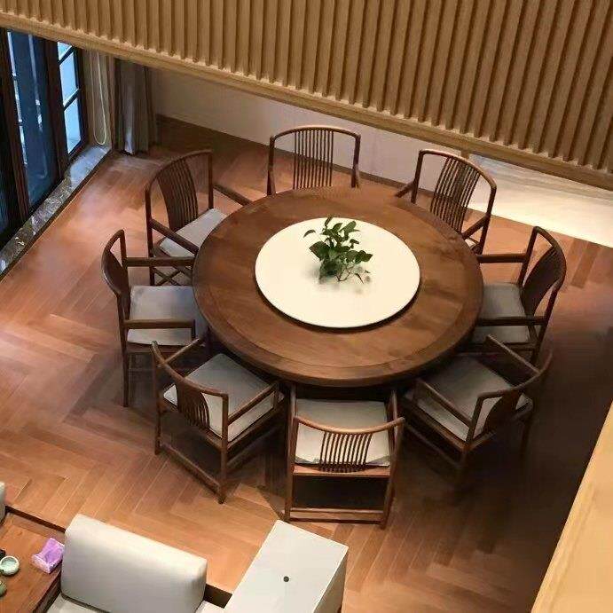 新中式实木餐桌椅组合现代家居全实木圆桌餐桌椅餐厅家具定制