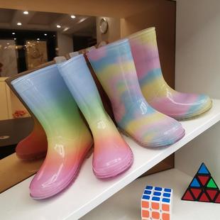 儿童雨鞋 中筒外穿加厚耐磨 套防水防滑女士小雨靴女童硅胶水鞋 女款