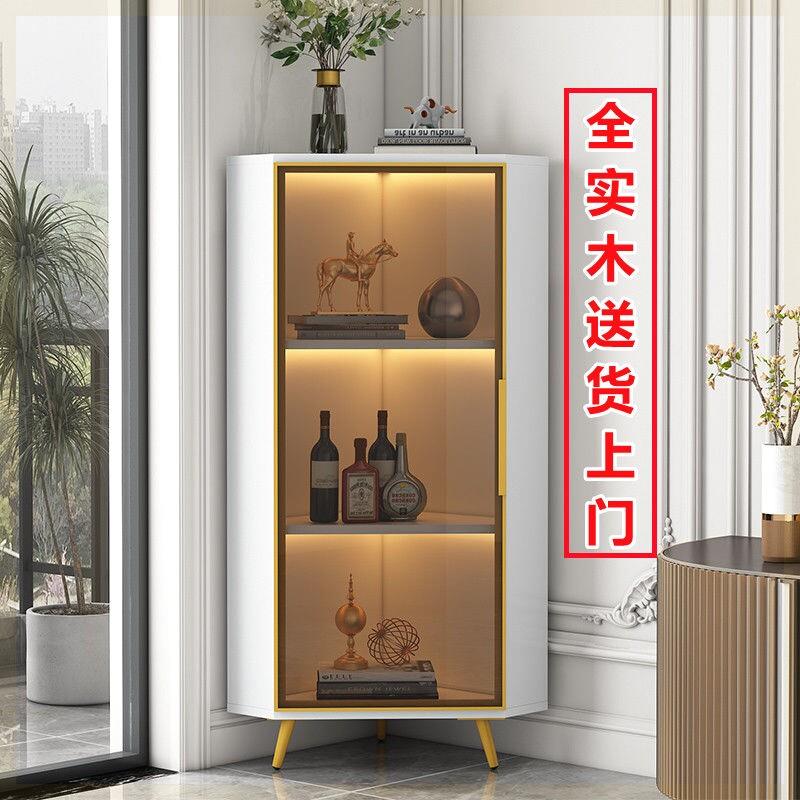 实木角柜卧室转角柜墙角三角形柜轻奢客厅角柜墙角玄关柜收纳储物