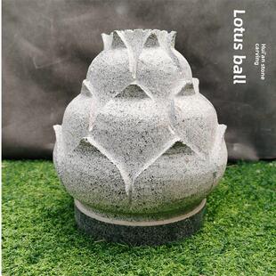 石柱头石雕莲花柱墩桥护栏扶手围栏景观装饰石球摆件户外寺庙石墩