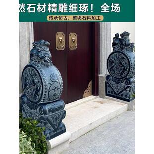 貔貅青石彷古门当石墩石鼓摆件石雕门墩抱鼓石一对家用镇宅石狮子