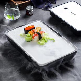海鲜鱼生干冰盘毛肚盘火锅创意冒烟意境陶瓷涮肥牛羊肉卷盘 高典