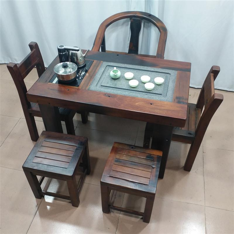 正宗老船木茶桌椅组合泡茶几新中式功夫艺术家用实木茶台仿古喝茶