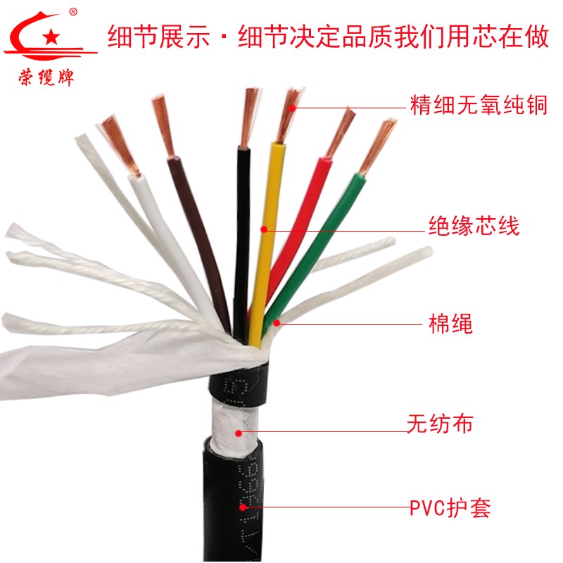 耐油耐寒高柔拖链电缆线国标RVVY2-8芯环保多芯信号控制电源电线