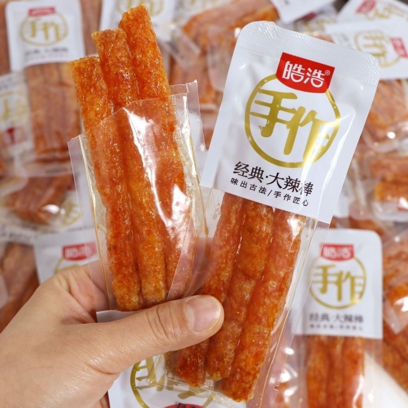 皓浩手工大辣棒辣条皓皓老式小面筋小辣条独立小包装解馋零食80后
