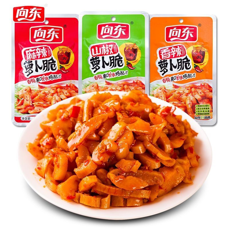 向东萝卜脆袋装湖南特产山椒香辣萝卜干条下饭菜休闲麻辣零食小吃