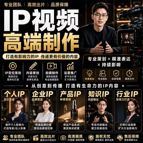 IP打造短视频剪辑制作装修家居建材餐饮抖音方案同城拍摄后期包装