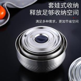 5ZV7304不锈钢带盖碗密封碗保鲜碗汤碗泡面碗盖碗幼儿园加厚