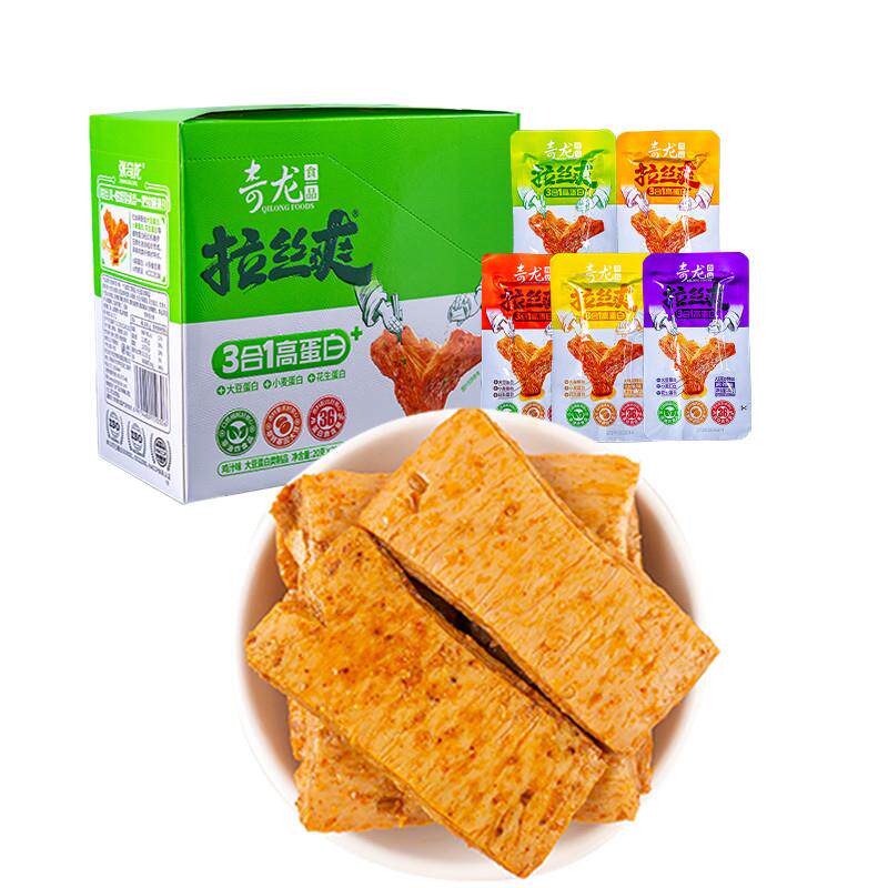 /张奇龙拉丝爽手撕素肉20克鸡汁麻辣 大豆蛋白休闲追剧小零食辣