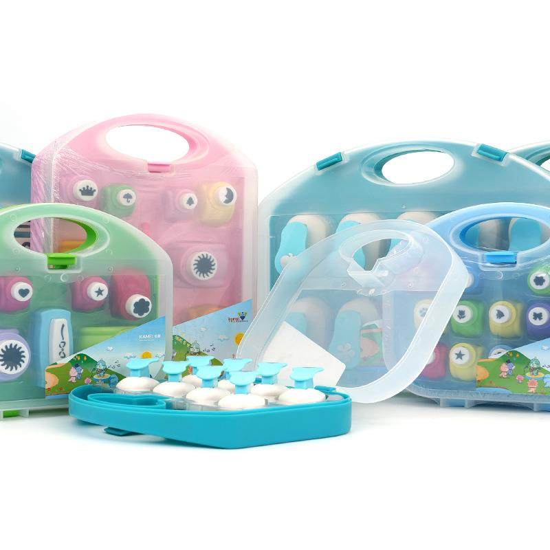 卡美儿童剪纸压花器剪刀套装 DIY组合图案打花器 手账压花机