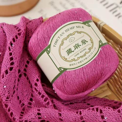 亮片藏麻线新款亚麻蕾丝线夏季短袖披肩柔软外贸蕾丝线编织线