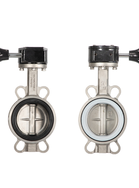 D371X/F-16P不锈钢涡轮对夹蝶阀 304涡轮四氟蝶阀DN300 200 150