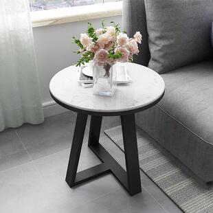 轻奢岩板边几沙发角几客厅套房床头卧室小茶几大理石三角小圆桌子