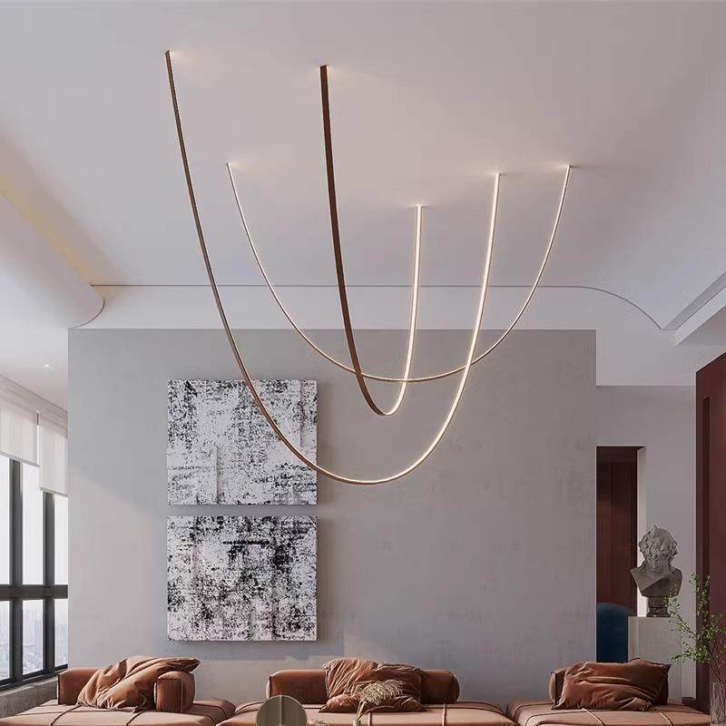 极简线条餐厅吊灯创意皮带灯艺术别墅客厅挑空loft复式楼梯吊灯,家装灯饰光源,LOFT/复式住宅/楼梯吊灯,淘宝优惠券,粉丝福利购,淘宝优惠卷