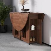 圆餐桌折叠椅子组合实木餐桌折叠餐桌收纳北欧折叠餐桌家用小户型