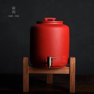 中国红火山石陶瓷储水罐家用过滤净水器水桶紫砂养水缸净水机