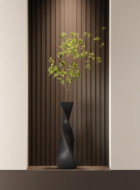 意式花瓶细长竖高摆件仿真花客厅入户玄关电视柜软装饰品轻奢高档