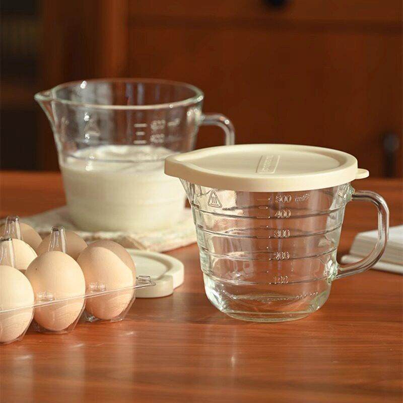 量杯带盖耐高温微波炉加热厨房早餐牛奶烘焙打蛋大容量玻璃刻度碗