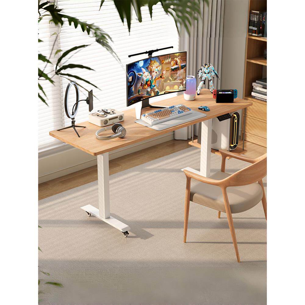 可移动电动升降桌台式可放主机电脑桌小型电竞桌子床边书桌学习桌
