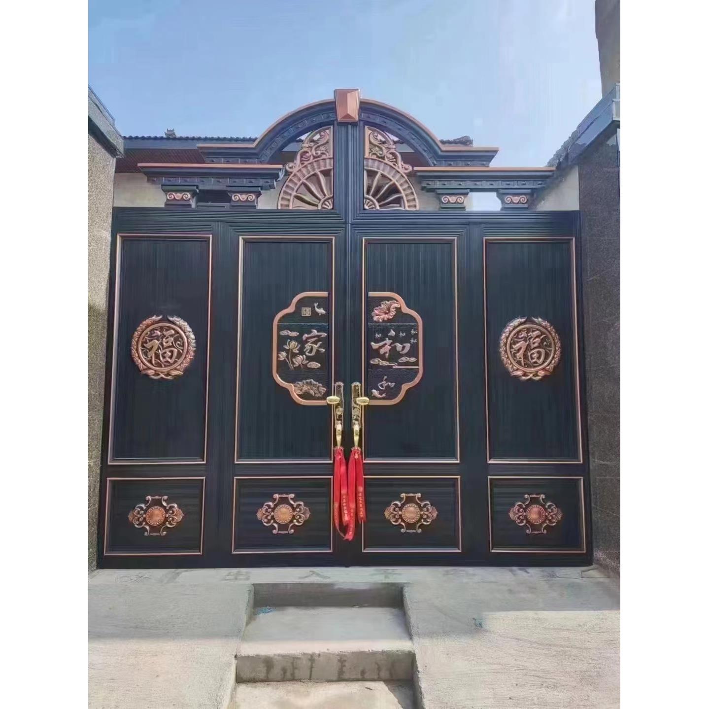 铝合金庭院门铝艺花园入户院子门农村自建房别墅户外电动双开大门