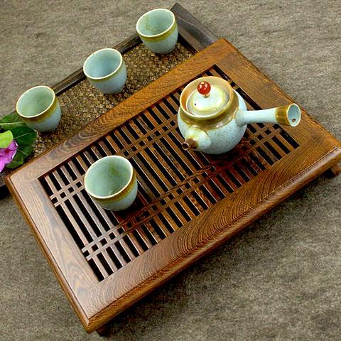 茗亮鸡翅茶盘实木茶具小号储水抽屉式茶台功夫茶原木茶海茶楼家用