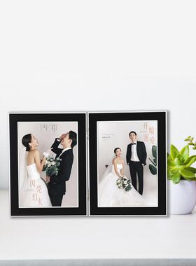 休闲和创意不锈钢折叠双相框67810英寸玻璃桌婚礼夫妇相框三联画