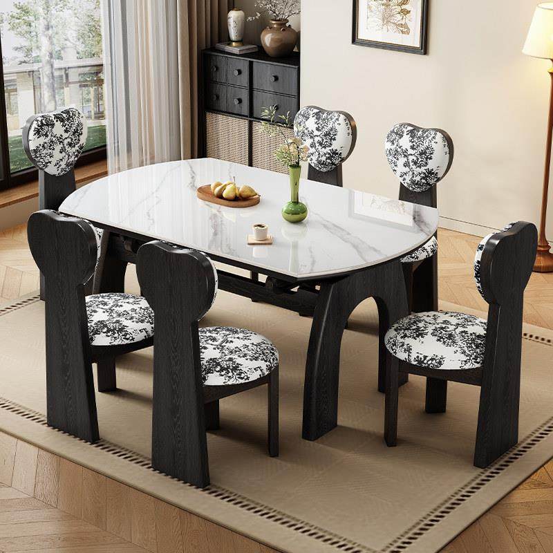 款岩板实木餐桌椅组合家用客厅现代简约饭桌伸缩方圆两用桌子,住宅家具,岩板餐桌,淘宝优惠券,粉丝福利购,淘宝优惠卷