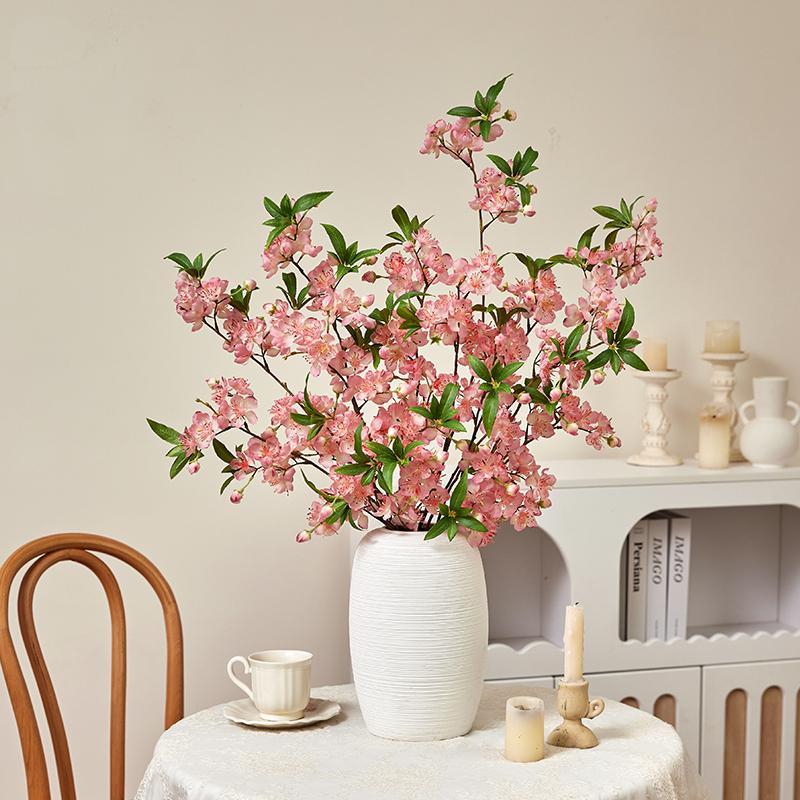 桃花枝仿真花束装饰摆件客厅插花花艺轻奢干花绢花假花卉高档大气