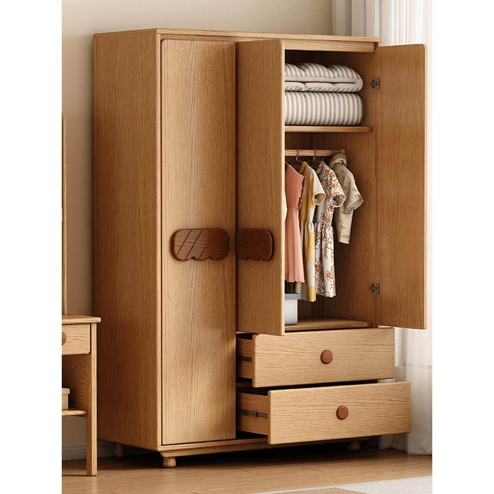 全实木简易儿童衣柜收纳柜储物柜子小户型家用卧室简易衣柜挂衣式