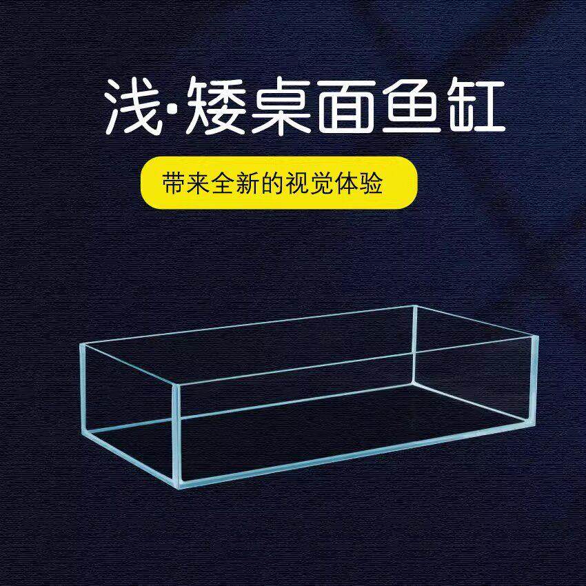 桌面金晶五线浅水缸超白玻璃金鱼缸迷你缸乌龟专用缸展示缸矮款缸