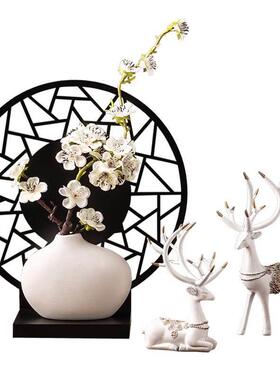 新中式小鹿隔断装饰品创意室内摆设客厅房间卧室工艺品温馨小摆件