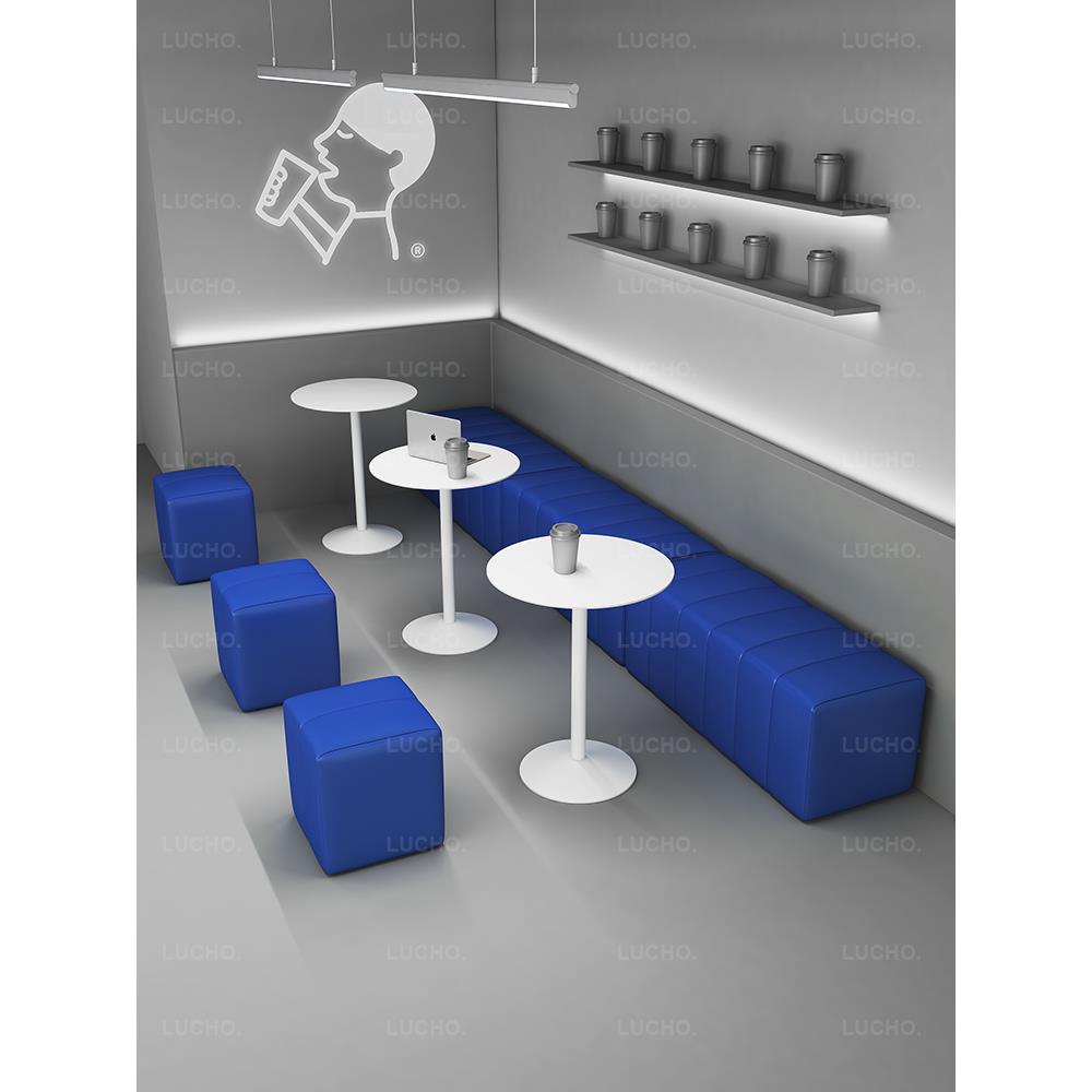 定制靠墙卡座沙发奶茶店咖啡厅网红工业风克莱因蓝长条凳桌椅组合