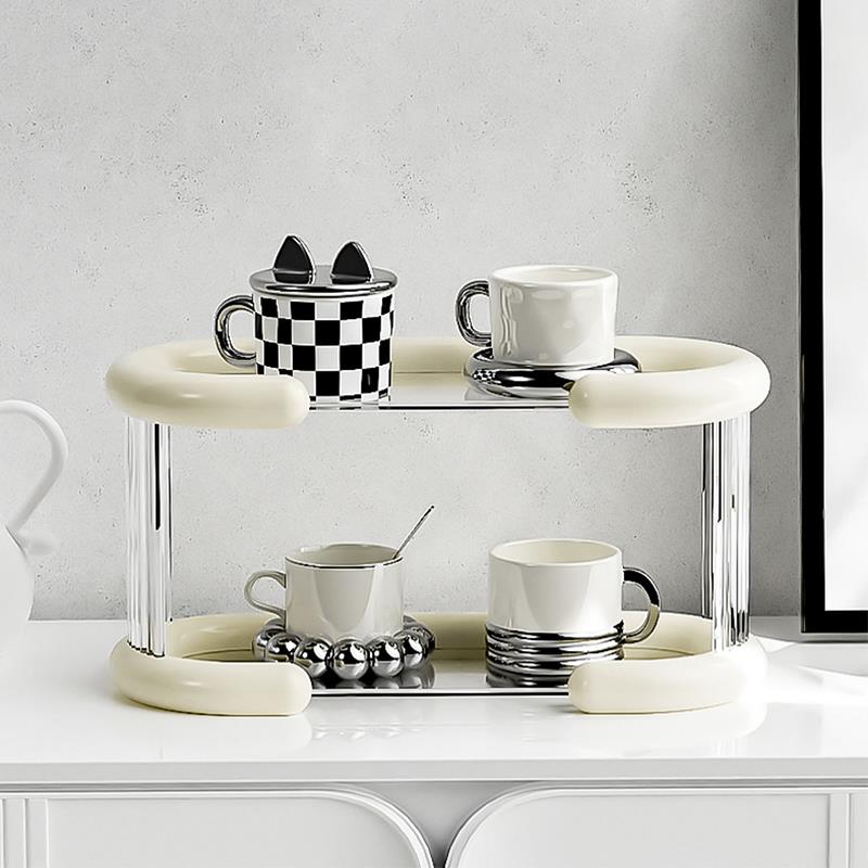杯架高级感轻奢咖啡台放杯子置物架桌面马克杯玻璃水杯展示收纳层