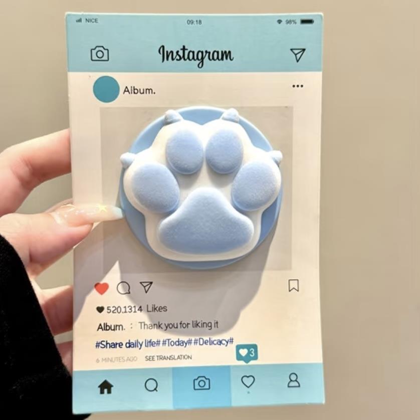 韩系可爱立体蓝色猫爪磁吸支架适用MagSafe手机强力吸附桌面懒人