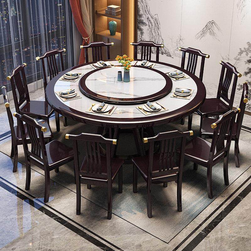 全实木岩板餐桌椅组合新中式圆形大理石10人大圆桌家用吃饭桌子,住宅家具,岩板餐桌,淘宝优惠券,粉丝福利购,淘宝优惠卷