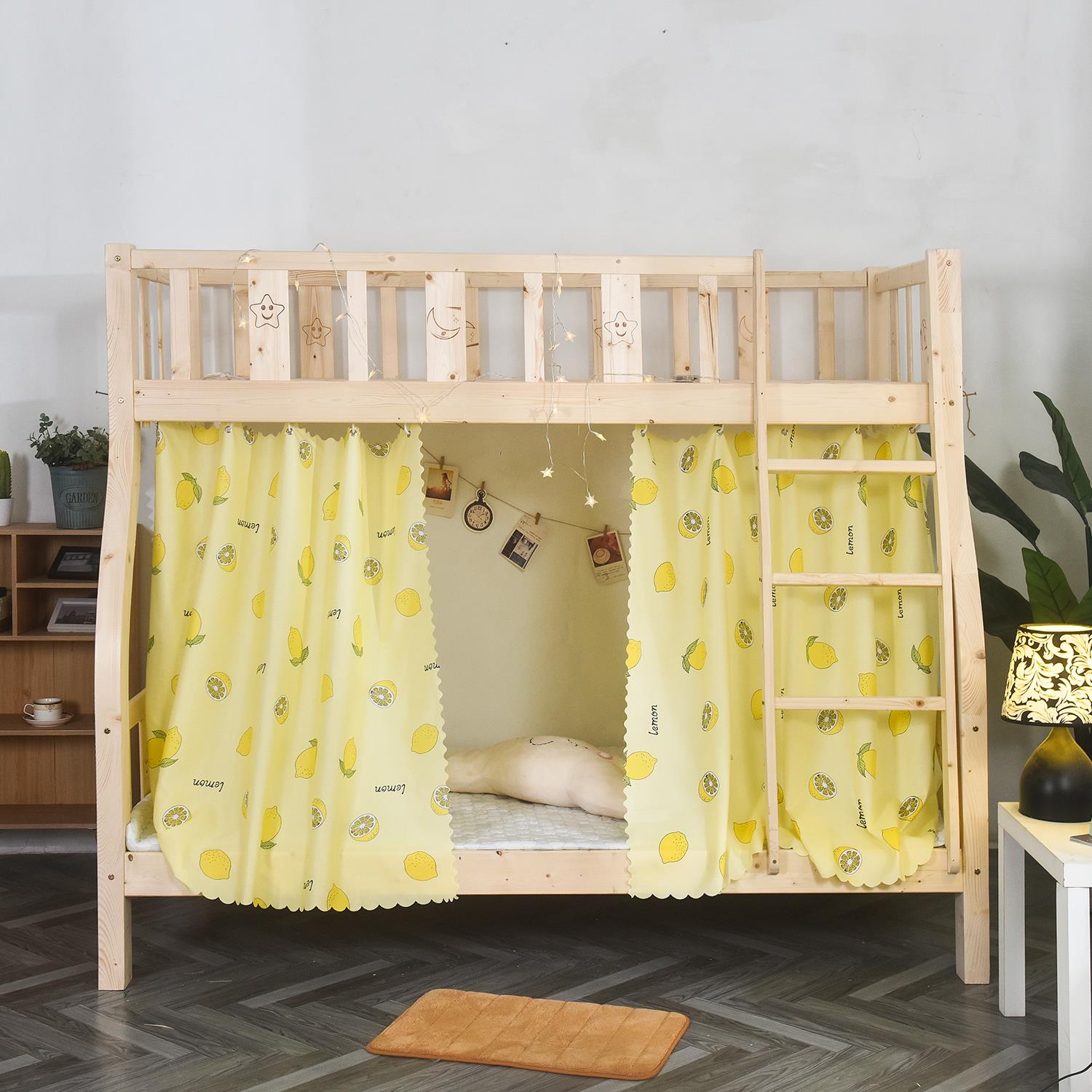 子母床床帘儿童梯形实木双层床上下铺床围布半遮光1.2m1.35m1.5米