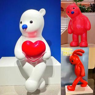 张占占pupu熊网红卡通兔子大摆件玻璃纤维雕塑商场户外店铺美陈装