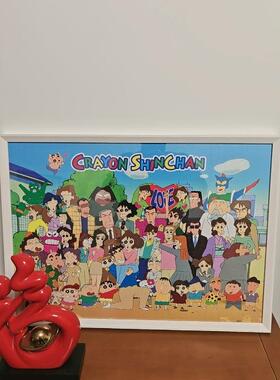 蜡笔小新1000片拼图实木相框70x50cm500片42x29.7cm拼图相框装裱