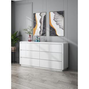 实木五斗柜收纳柜白色烤漆简约北欧六九斗柜卧室抽屉柜储物柜家具