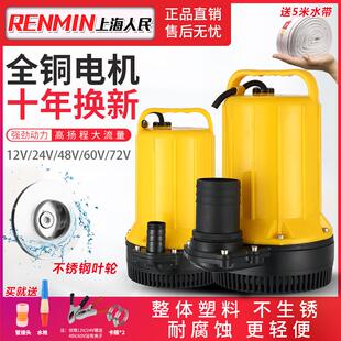 上海人民12V24V48V60V72V直流潜水泵家用农用电动车抽海水耐腐蚀