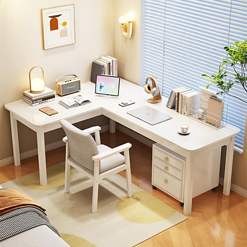 实木拐角书桌卧室L型电脑桌转角办公桌家用书房墙角学生写字桌子