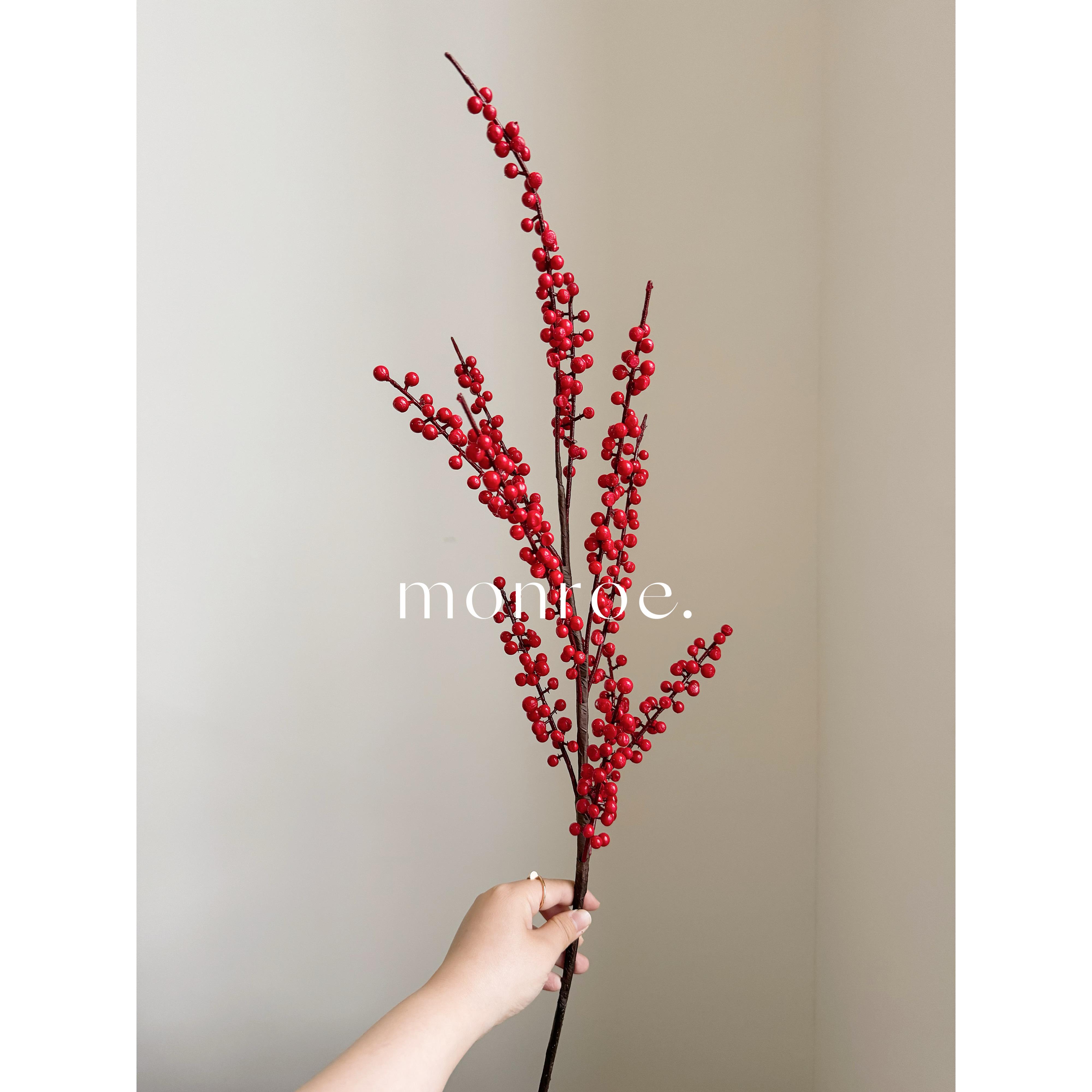 法国冬青·梦鹿彷真花 2025年发财果红色年宵花过年装饰摆件春节