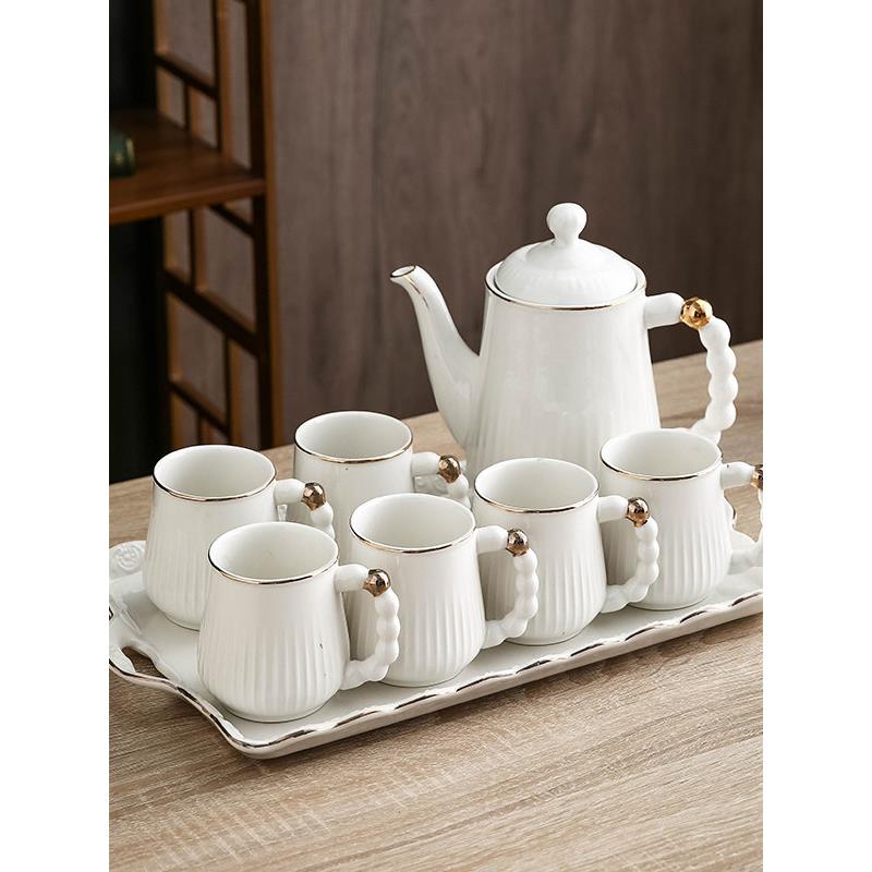 北欧简约水具套装水杯家用客厅杯具茶具陶瓷待客杯子茶杯轻奢水壶